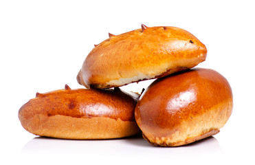 Patties baked food on a white background isolation