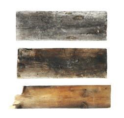 Collection old planks isolated on white, with clipping path