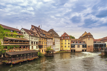 Fototapeta na wymiar Strasbourg France, Colorful Half Timber House city skyline