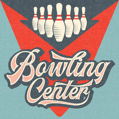 Retro advertising bowling poster. Vintage poster. - 224177586
