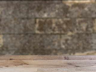blank wooden table. Flooring. Texture of an old  brick.  Mockup. Background