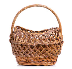 Basket brown picnic on white background isolation