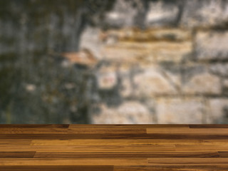 blank wooden table. Flooring. Texture of an old red  brick. vintage