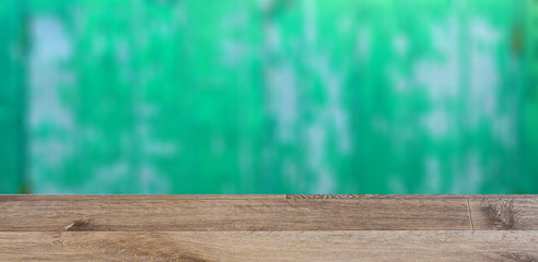 blank wooden table. Flooring. Texture of old metal with shabby paint. Background