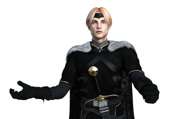 3D Rendering Fairy Tale Prince on White