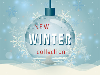 Vector illustration of winter sale poster template.