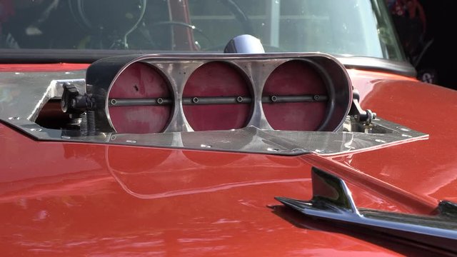 Close up on a race car compressor