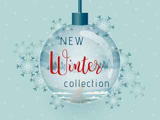 Vector illustration of winter sale poster template.