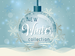 Vector illustration of winter sale poster template.