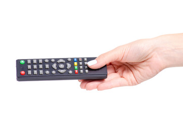 Remote in a hand on a white background isolation