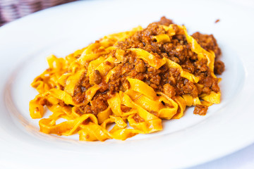 Pasta Bolognese on the table