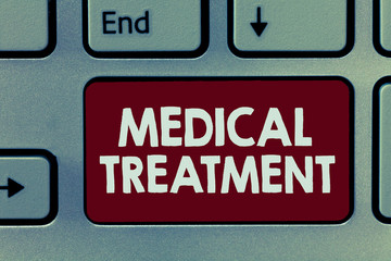 Handwriting text Medical Treatment. Concept meaning Management and care of a patient to combat disease.