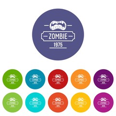 Zombie nightmare icons color set vector for any web design on white background