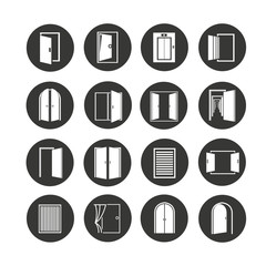 window and door icon in circle buttons