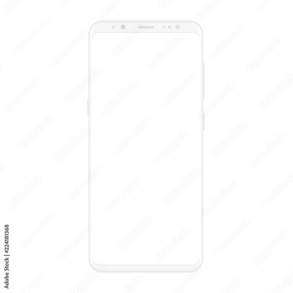 Aufkleber High quality realistic new version of soft clean white smartphone with blank white screen. Realistic vector mockup phone for visual ui app demonstration.