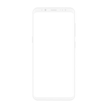 High quality realistic new version of soft clean white smartphone with blank white screen. Realistic vector mockup phone for visual ui app demonstration.