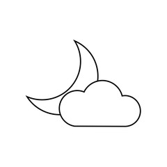 Cloud and moon outline icon. linear style sign for mobile concept and web design. Night or sleep simple line vector icon. Cloudy night symbol, logo illustration. Pixel perfect vector graphics