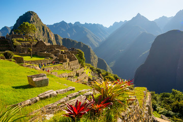 Sunrise on Machu Picchu, the lost city of inca