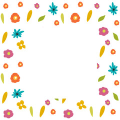 Flowers vector frame, summer illustrations and design