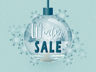 Vector illustration of winter sale poster template.