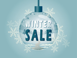 Vector illustration of winter sale poster template.