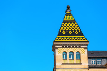 Architectural element of the roof of the building in Leipzig
