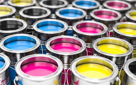 3D Illustration CMYK Farbt&ouml;pfe-Bearbeitet