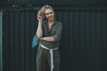 Cheerful student with copy space on left.