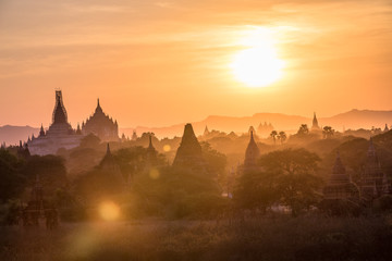 Buddha temple in the sunset dawn