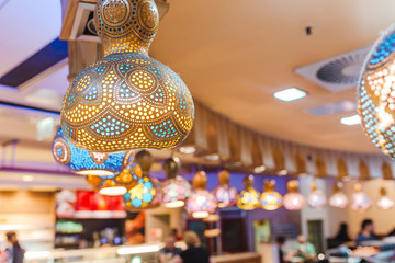 The colorful hanging ceramic lamps