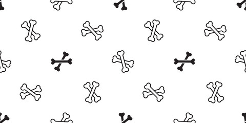 Crossbones seamless pattern vector Halloween skull pirate bone Ghost scarf isolated cartoon repeat wallpaper tile background illustration white