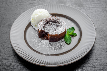 Useful and tasty food hot Chocolate Pudding , Fondant au chocolat
