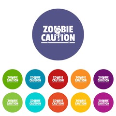 Fototapeta premium Zombie horror icons color set vector for any web design on white background