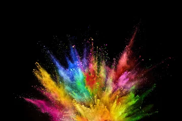Gartenposter Colored powder explosion on black background. © Lukas Gojda
