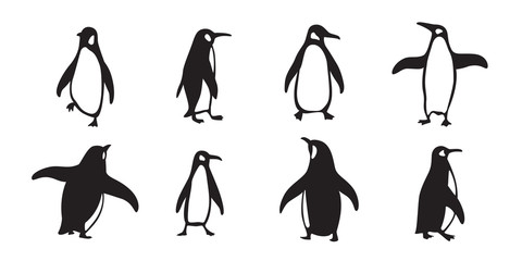 penguin vector icon logo cartoon character fish salmon illustration doodle - obrazy, fototapety, plakaty