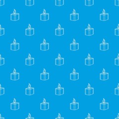 Square candle pattern vector seamless blue repeat for any use