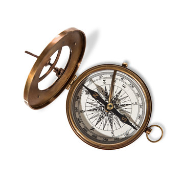 Vitage brass compass with sun-dial.
