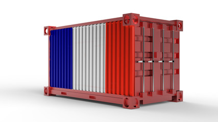3d rendering of a shipping cargo container with France flag