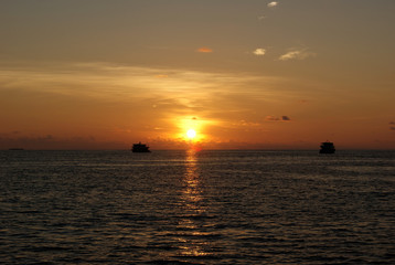 Amazing sunset in Maafushi, Maldives island