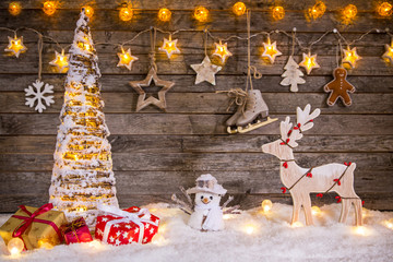 Christmas decoration on wooden background