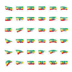 Ethiopia flag, vector illustration on a white background.