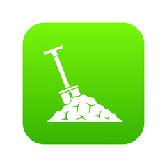Shovel in coal icon digital green for any design isolated on white vector illustration