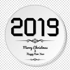 Origami 2019 symbol on a white background with polka dots.