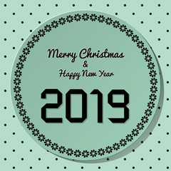 Origami 2019 symbol on a petrol background with polka dots.