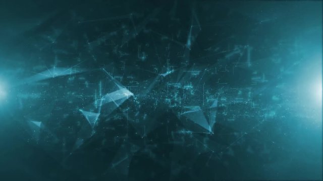 Abstract High Tech Background/
4k Animation of an abstract technology background with fractal shapes, light flares and low polygons
