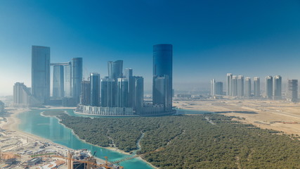 Buildings on Al Reem island in Abu Dhabi timelapse from above. © HyperlapsePro