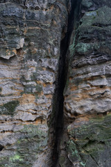 Crack in the sandstone rock