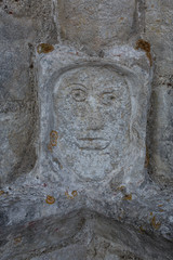 stone face detail on church at stevns klint