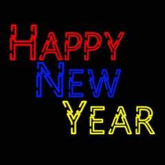 Sign neon lights. Text "Happy New Year".