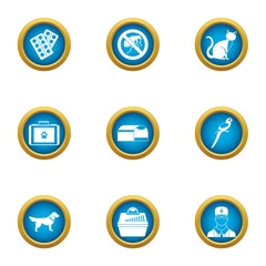 Care of beastly icons set. Flat set of 9 care of beastly vector icons for web isolated on white background